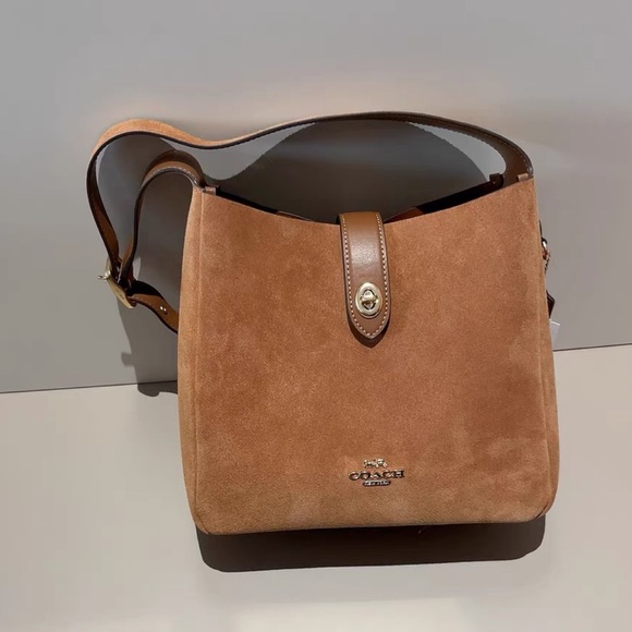 COACH Hadley Convertible Crossbody Bag Suede Brown - Picture 1 of 7